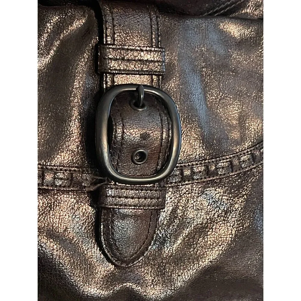 Coach Dillan Hobo Shoulder Bag Metallic Brown Stitch Lrg Leather Crossbody 15435